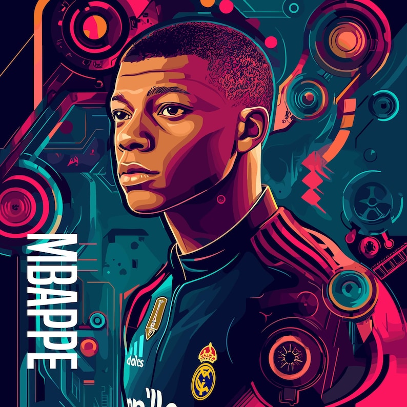 Steampunk Kylian Mbappe, Real Madrid, Spain - Wall Art Posters, Cafe ...
