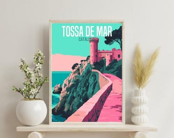 Tossa De Mar, Katalonien, Spanien - Wandkunst Poster, Cafe Wanddekor, Restaurant Wandkunst, digitaler Download, spanische Poster Designs