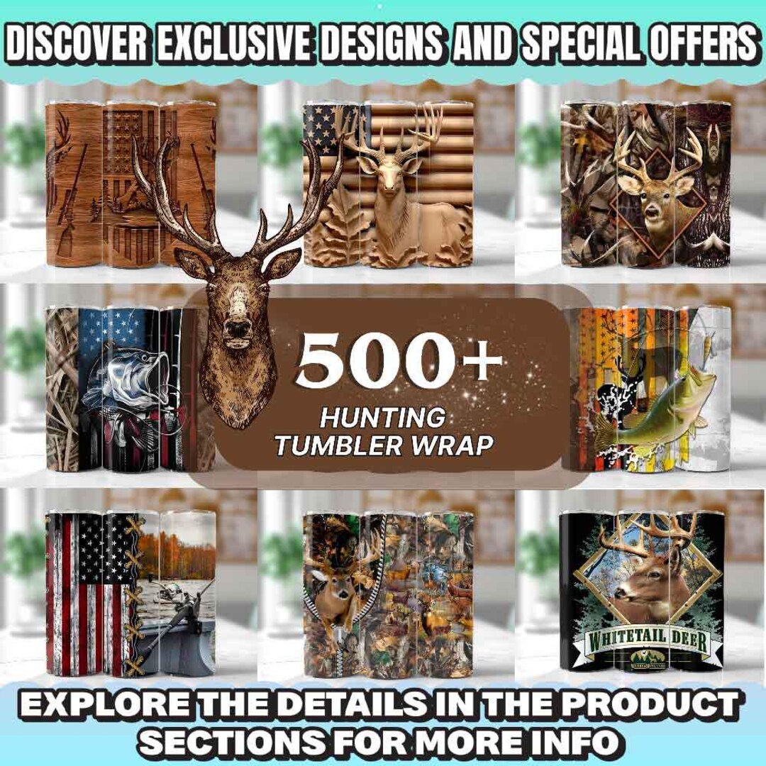 500 Hunting Tumbler Wrap, Deer Hunting Life 20oz Skinny Tumbler ...