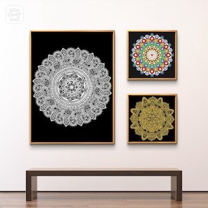 Vibrant Mandala Trio | Printable 3-Piece Digital Wall Art