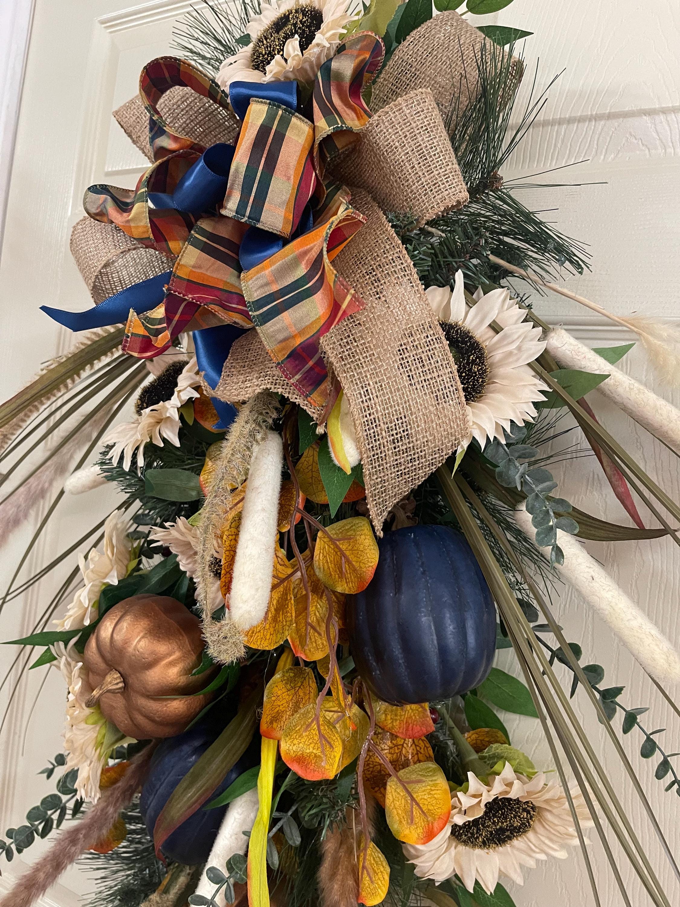 Blue and Gold Autumn Pumpkin Swag - Etsy