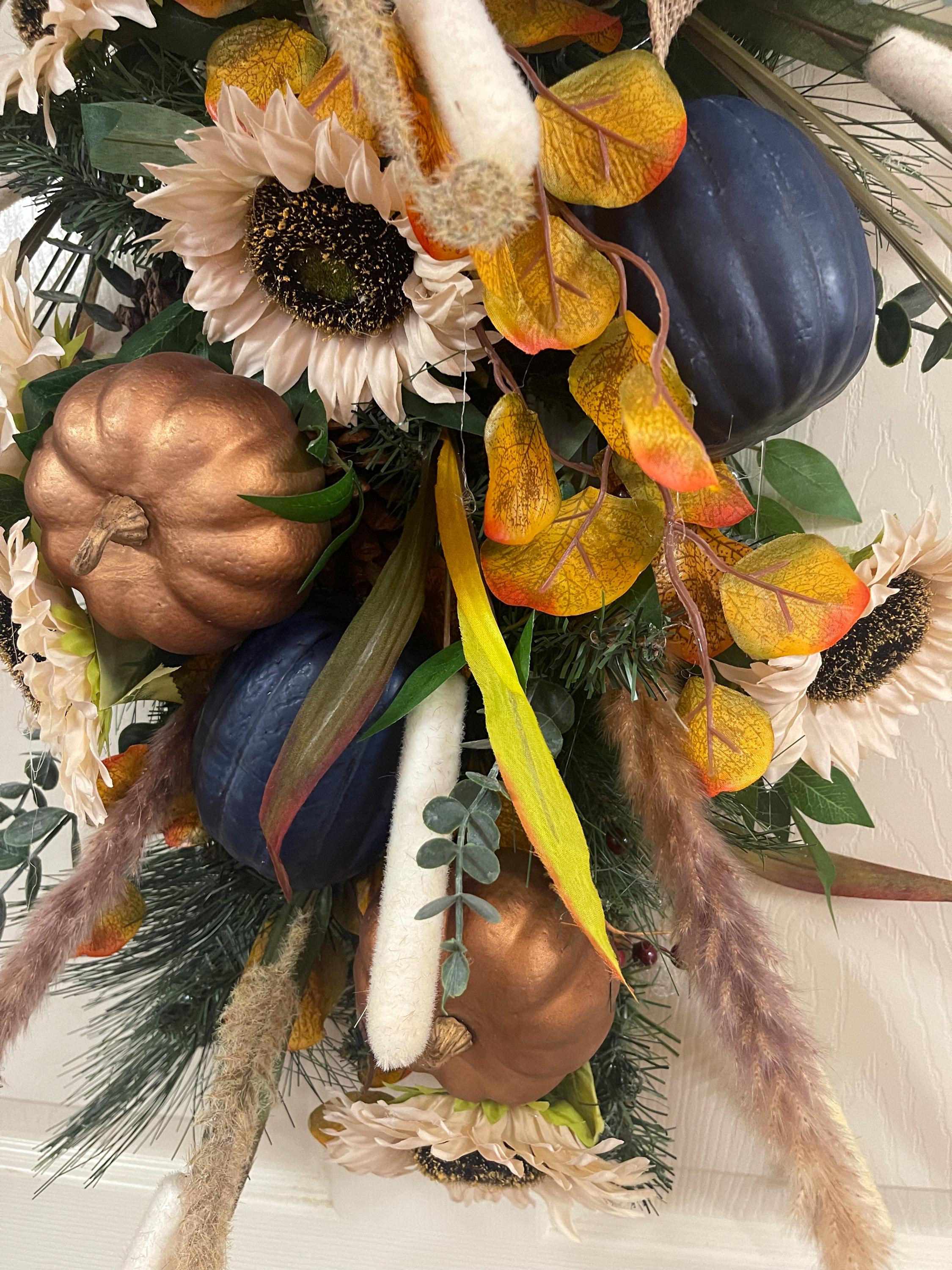Blue and Gold Autumn Pumpkin Swag - Etsy