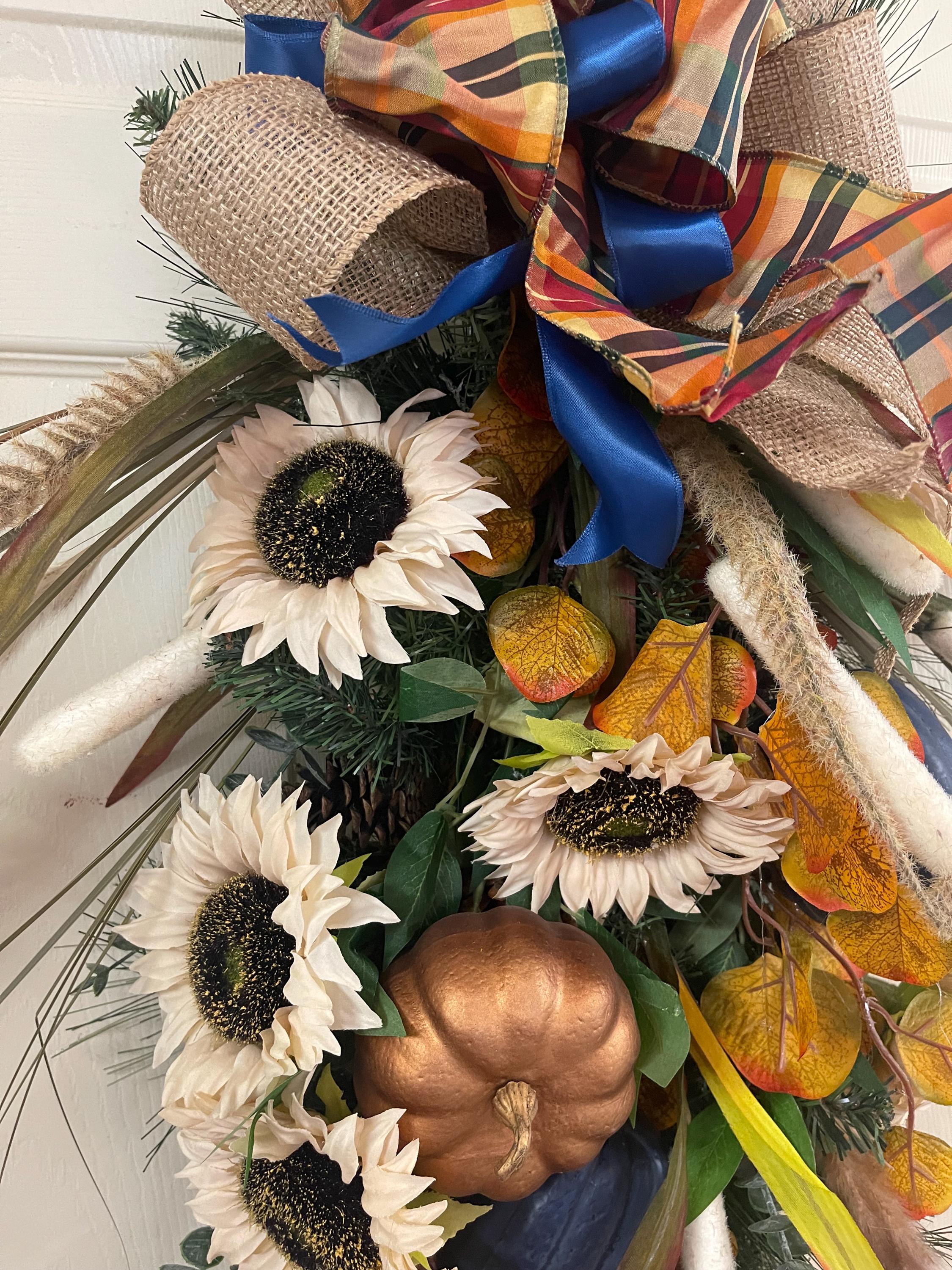 Blue and Gold Autumn Pumpkin Swag - Etsy