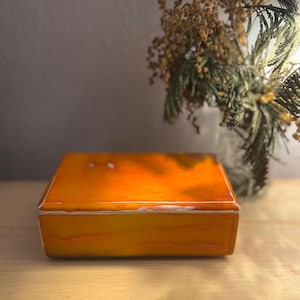 Handmade Ceramic Jewelry Box: Lava Glaze Trinket Keeper