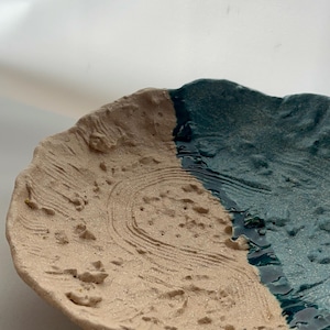 Handmade Ceramic Bowl – Coastal Wabi Sabi Pottery – Organic Art Centerpiece – Unique Table Decor – Artisan Home Accent