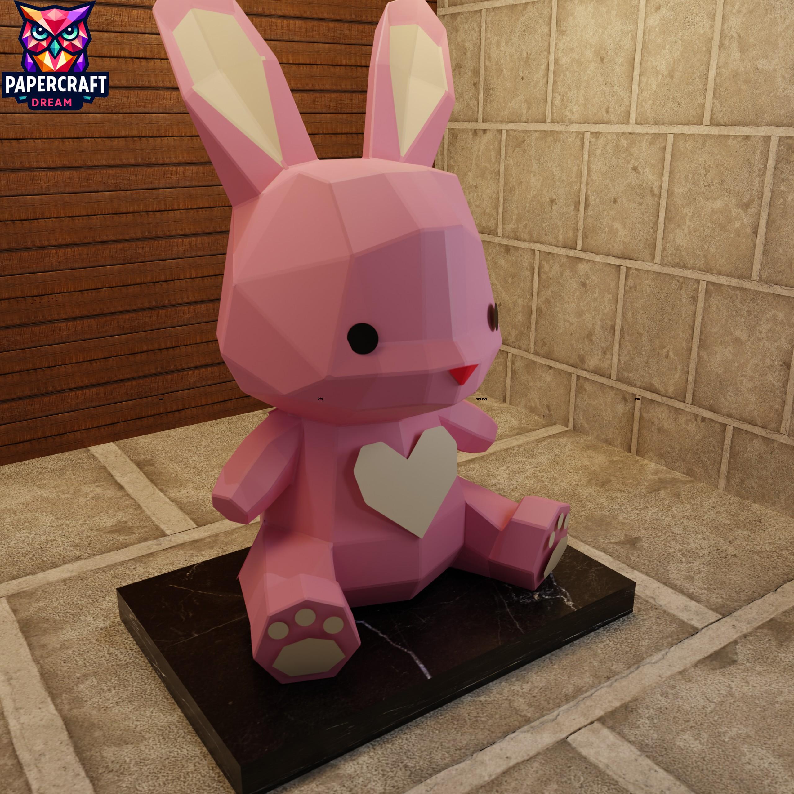Rabbit Heart 3D Papercraft Low Poly – DIY Valentine's Gift Paper ...