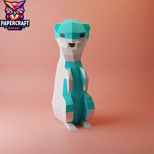 Otter Papercraft 3D Low Poly Animal DIY Craft Kit | PDF, Svg, DXF Printable Template for Cricut | easy Cute Origami Home Decor & Date Idea