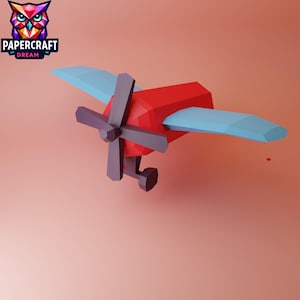 Papercraft-sjabloon voor papieren vliegtuigje – eenvoudig 3D-model papieren vliegtuigje met laag polygehalte | Pdf- en SVG-downloads voor Cricut | DIY-afdrukbaar vliegtuigambacht,