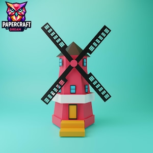 Windmill  3D Papercraft– DIY dutch wind mill  Symbol,paper windmill, Paper Template windmill Paper Flower, PDF easy svg dxf Template