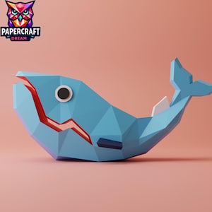 Papercraft whale 3D Model – DIY Low Poly Template (PDF, SVG, dXF) for Cricut Projects, Origami, Creative Paper Sculpture -whale Design.