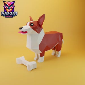 Corgi 3D Papercraft– DIY Corgi Dog,Low poly Corgi Dog, Paper Corgi Template. Dog cricut template, PDF easy svg dxf Template, dog pepakura