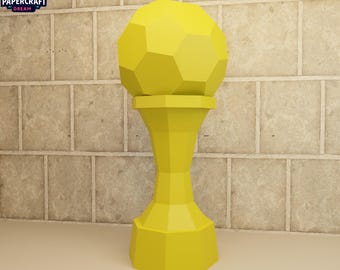 DIY サッカートロフィーペーパークラフト、ローポリ彫刻 (pdf、svg、dxf)