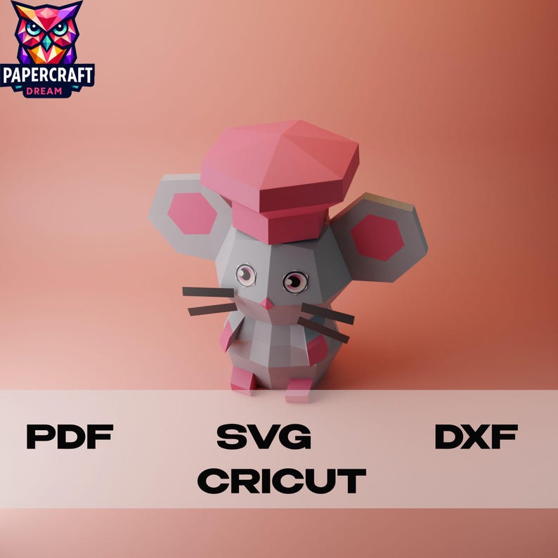 Chef Mouse Papercraft: 3D Low Poly Paper Sculpture (PDF Template) - Etsy