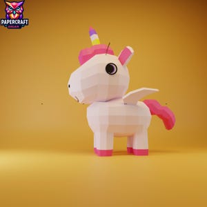 Unicorn 3D Papercraft–DIY Unicorn,Low poly Unicorn cuteTemplate. Unicorn cricut template, PDF easy svg dxf doll Template pepakura Unicorn.