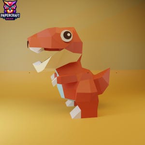 Trex 3d papercraft - low poly diy paper model template easy pdf, svg, dxf) T rex  pepakura ,T rex art decor - origami style Cute 3D Dinosaur