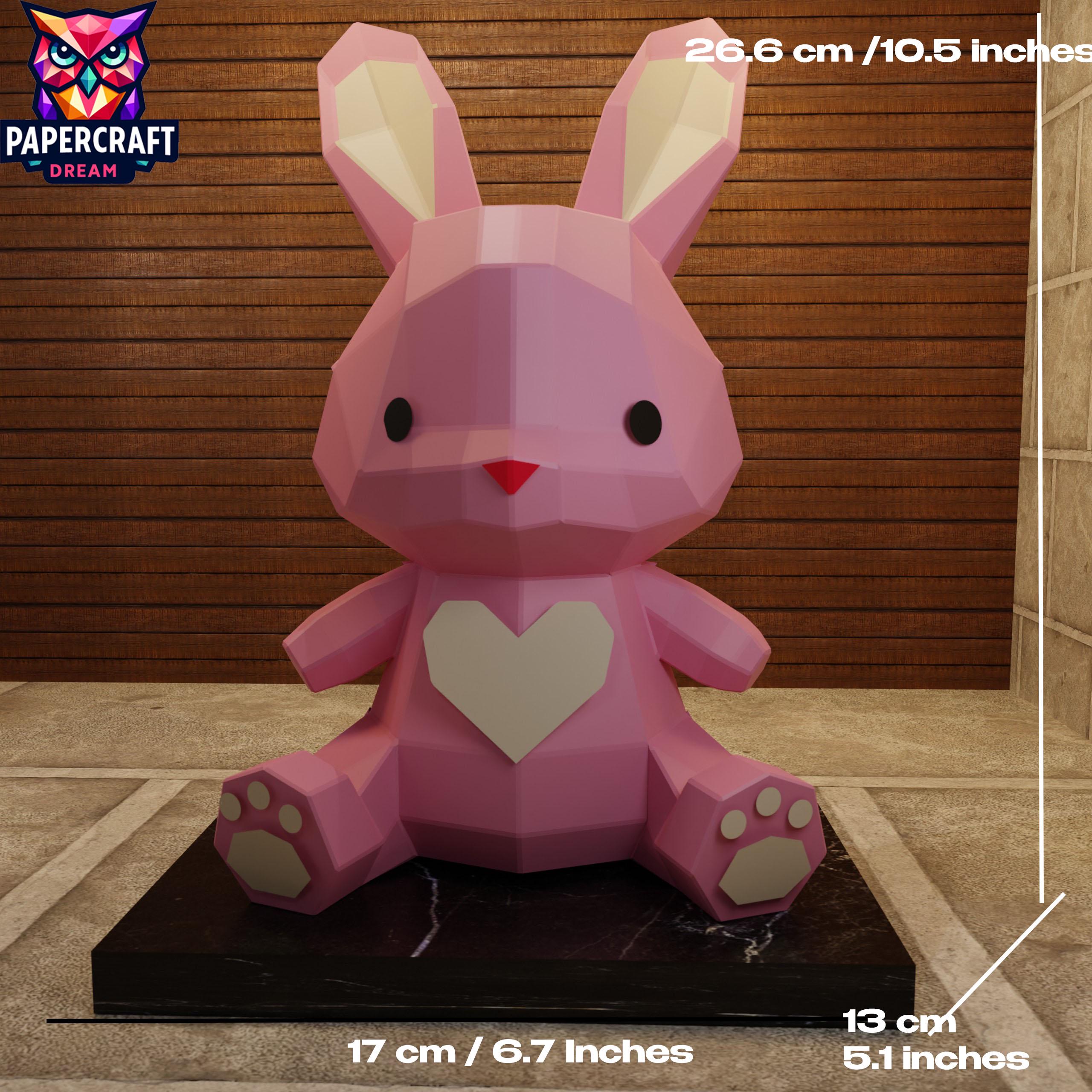 Rabbit Heart 3D Papercraft Low Poly – DIY Valentine's Gift Paper ...
