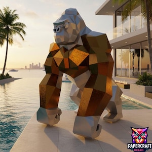 Geometric Metal Gorilla Sculpture Template, DIY Welding Art (pdf, svg, dxf, eps)