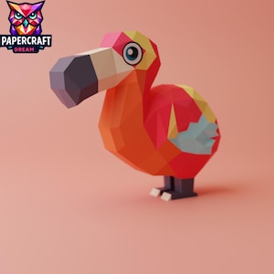 Dodo Papercraft Template - DIY Dodo Bird Decor, Dodo Art, Printable PDF Download / 3D Paper Sculpture, Home Office Decoration, Low Poly dodo