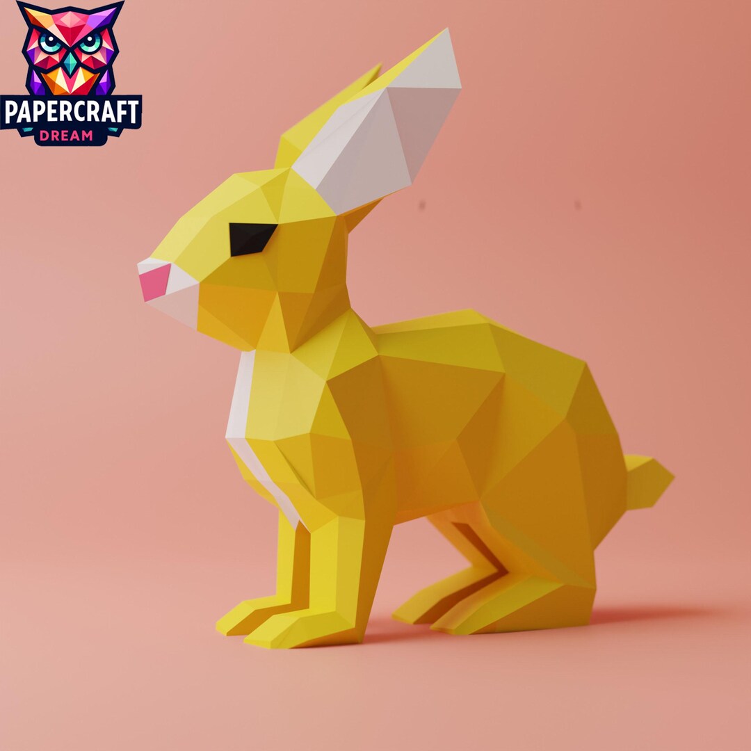 Rabbit 3D Papercraft DIY Easter Rabbit Svg ,paper Flower Gift,