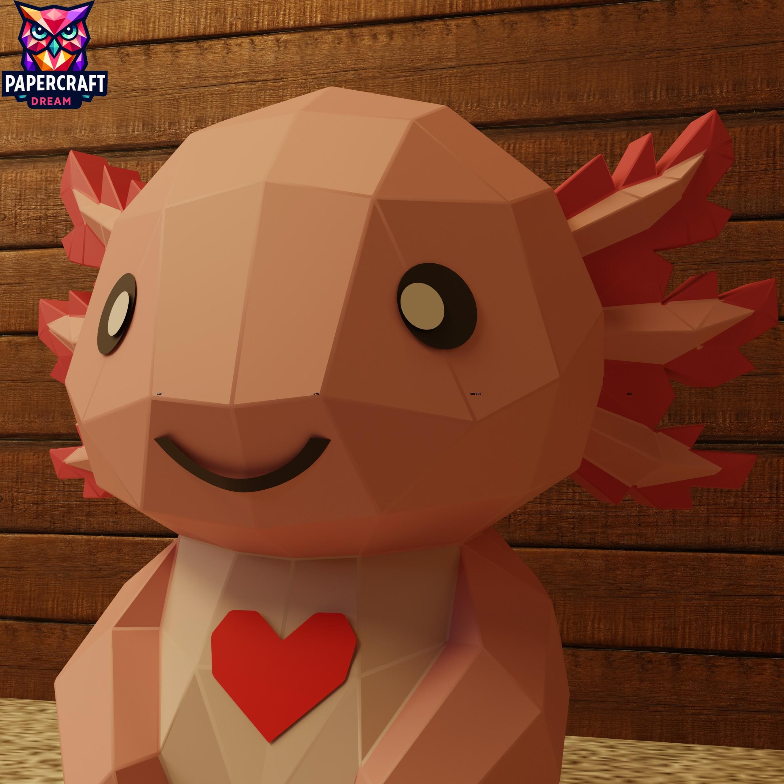 Papercraft Ax Axolotl 3d Papercraft Template – DIY Low Poly Animal Decor (pdf, Svg ...