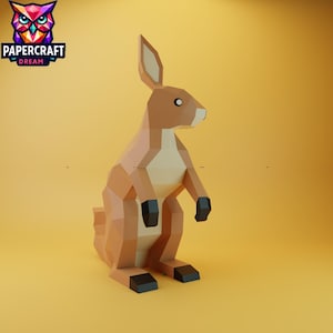 Kangaroo 3D Papercraft– DIY kangaroo origami,Low poly kangaroo , Paper australia Template. cricut template, PDF easy svg dxf  pepakura
