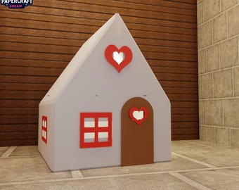 Mallkit för 3D-pappershus – DIY-dekoration i lågpoly-stil med julby (pdf, svg, dxf)