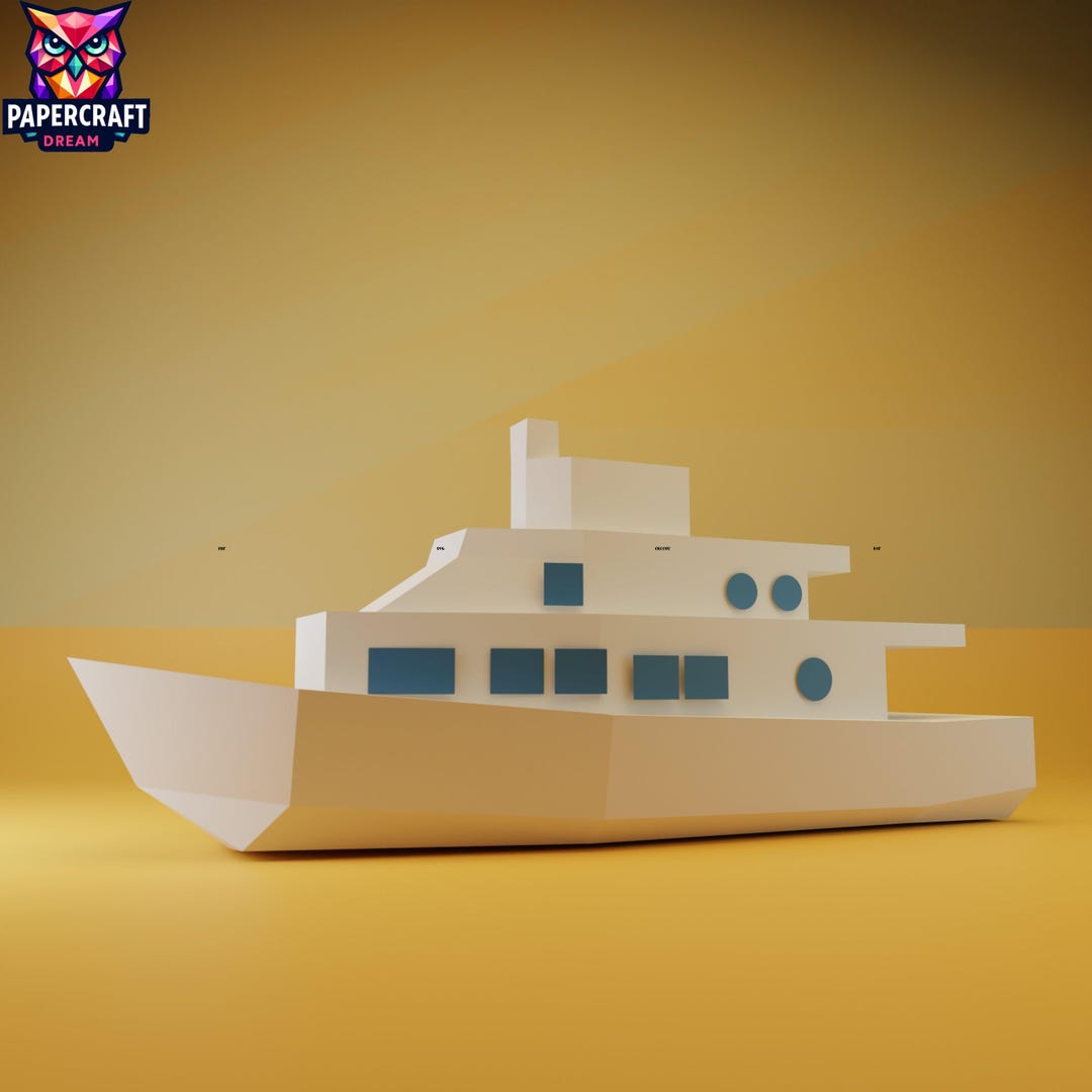 Yacht 3D Papercraft–diy Yacht Boat Template,paper Yacht Boat Cricut 3d ...