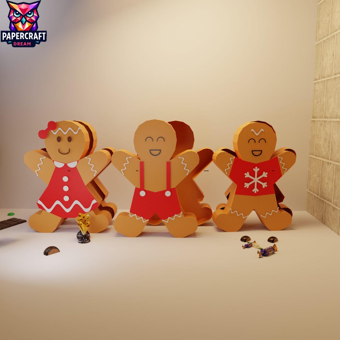 Gingerbread Box Bundle 3D Papercraft DIY Holiday Sweet Favor Box