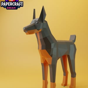 Dobermann 3D Papercraft– DIY Dobermann Dog,Low poly Dog, Paper Dobermann Template. Dog cricut, PDF easy svg dxf Template, dog pepakura
