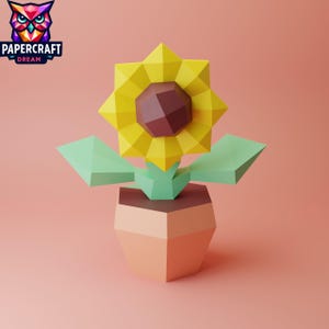 Girasole 3D Papercraft – Simbolo del fiore del sole fai da te, regalo di fiori di carta, modello di fiori di carta FioriFiore di carta, modello PDF facile svg dxf