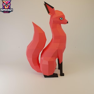 Fox 3D Papercraft– DIY fox cricut,Low poly fox, Paper fox Template. fox cricut template, PDF easy svg dxf Template, fox  pepakura
