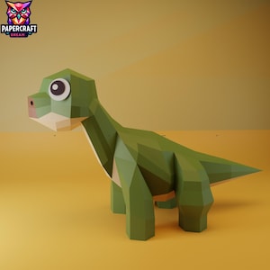 brachiosaurus papercraft baby - low poly brachiosaurus  template easy pdf, svg, dxf) pepakura ,dinosaur cricut - origami style 3D Dinosaur