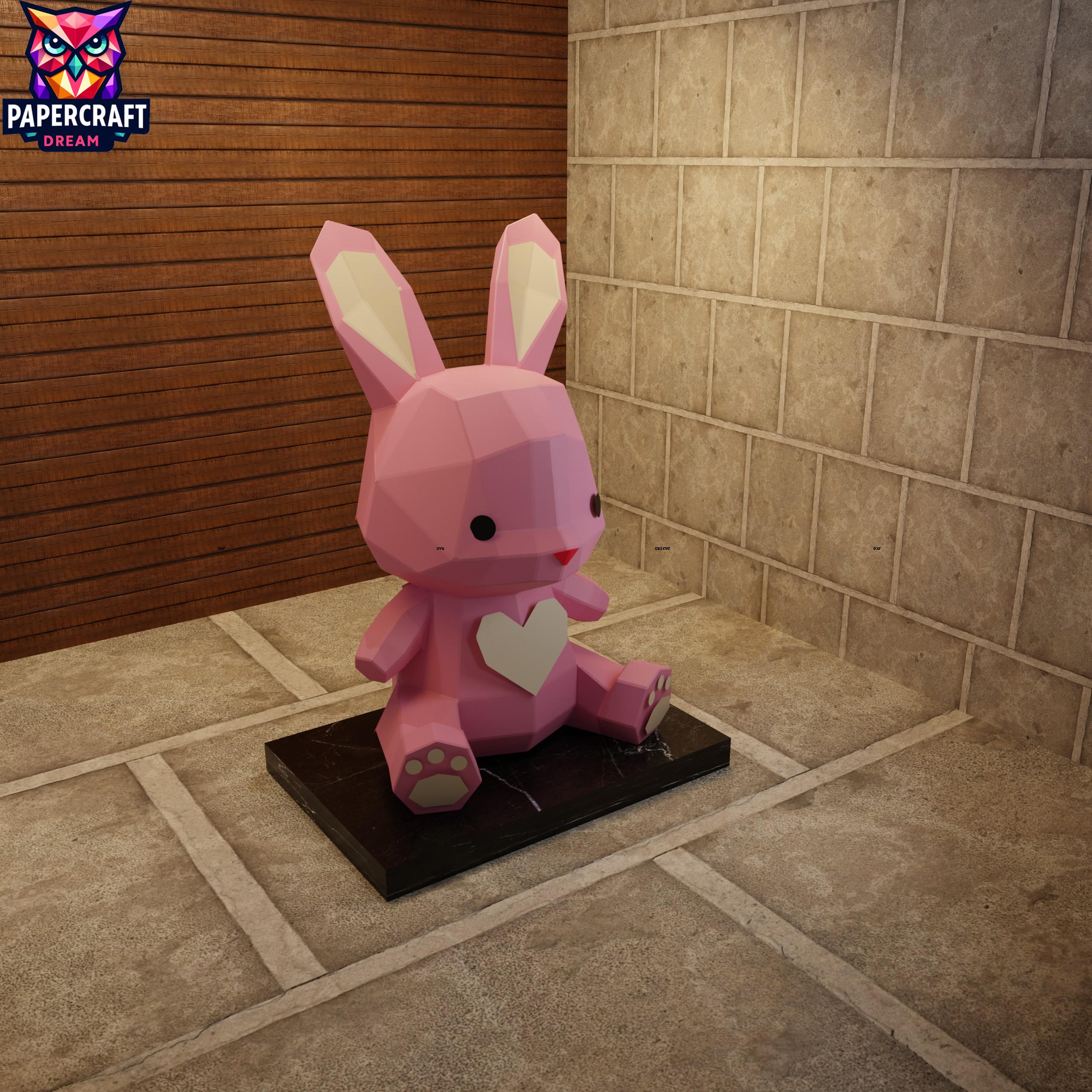 Rabbit Heart 3D Papercraft Low Poly – DIY Valentine's Gift Paper ...