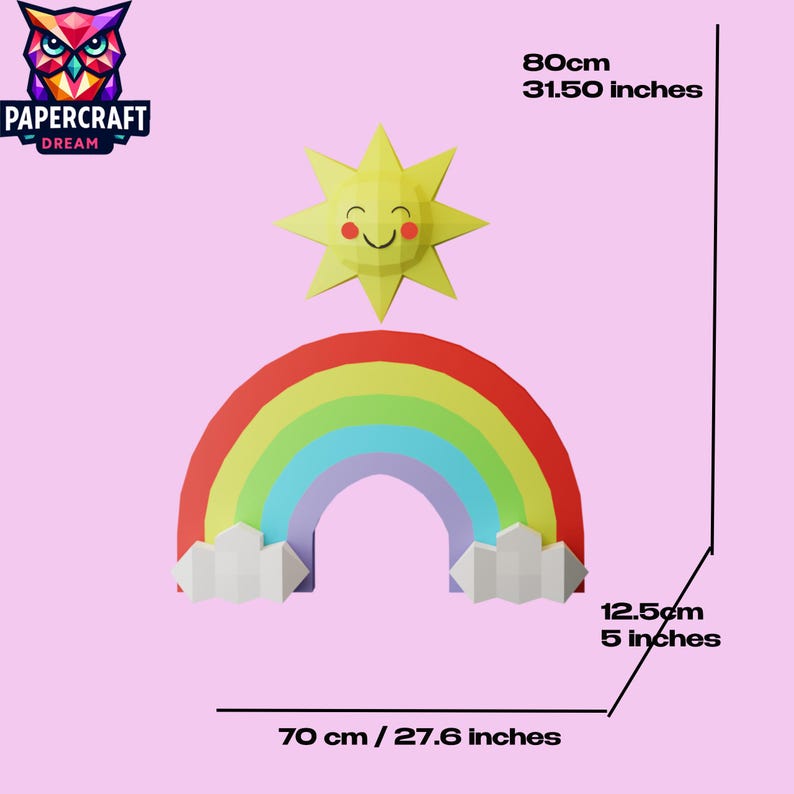 3D Rainbow Papercraft Template: DIY Low Poly Wall Art (PDF/SVG) - Etsy