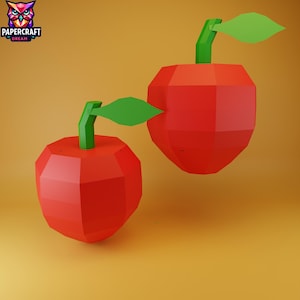 Apple fruit 3D Papercraft–DIY apple template,Low poly apple, apple fruit Paper Template.cricut template, apple PDF easy svg dxf Template