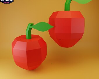 Apfel Obst 3D Papercraft–DIY Apfel Vorlage, Cricut Vorlage, Apfel PDF easy svg dxf Vorlage