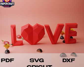 Papercraft Heart Love Template PDF Dxf, SVG / Corazon Amor - San ...
