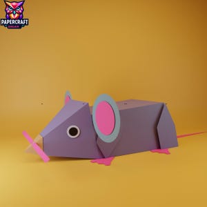 mouse 3D Papercraft– DIY mouse origami,Low poly mouse kid craft, Paper mouse pdf Template. cricut template, PDF easy svg dxf  pepakura
