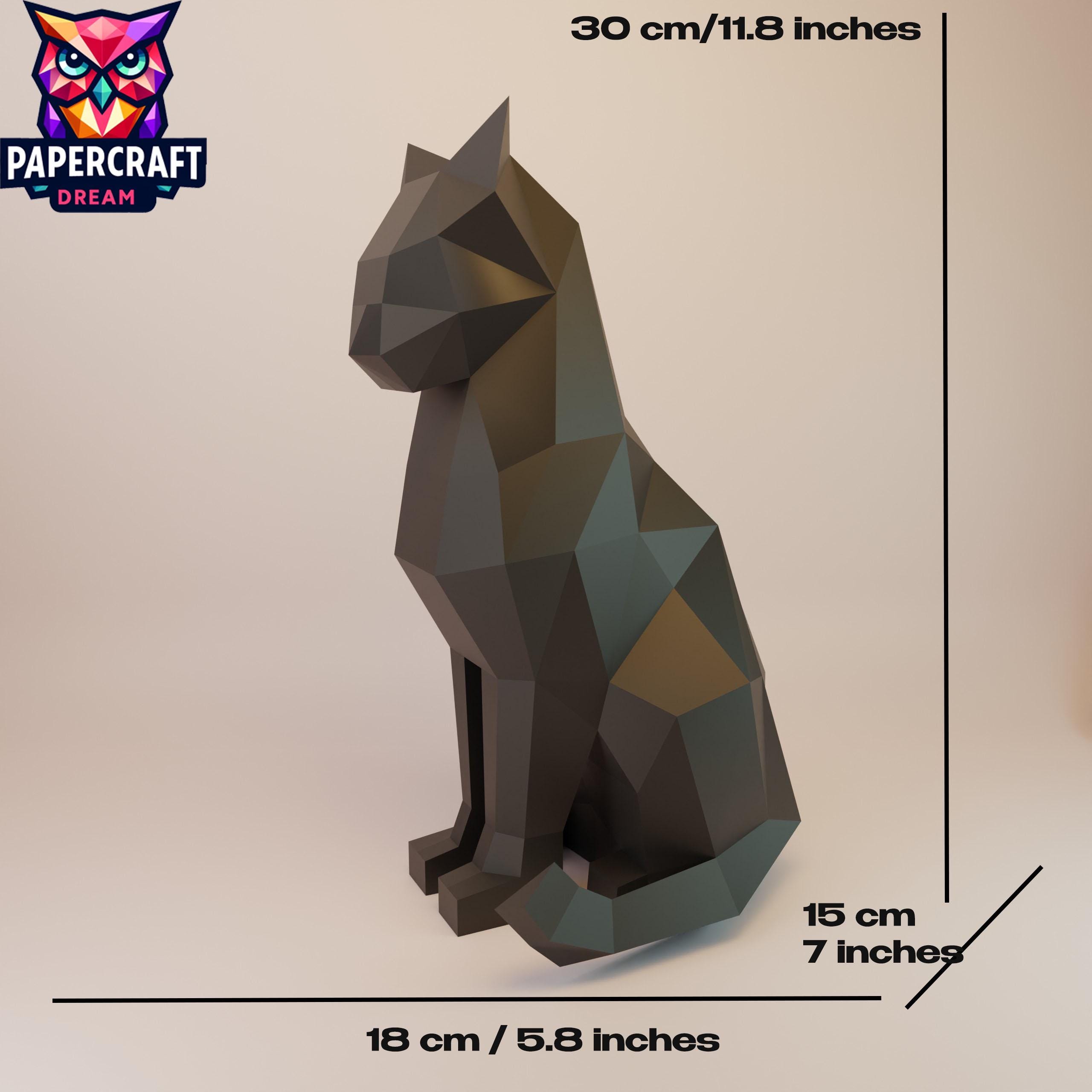 Cat 3D Papercraft Template: DIY Origami Halloween Sculpture (pdf,svg ...