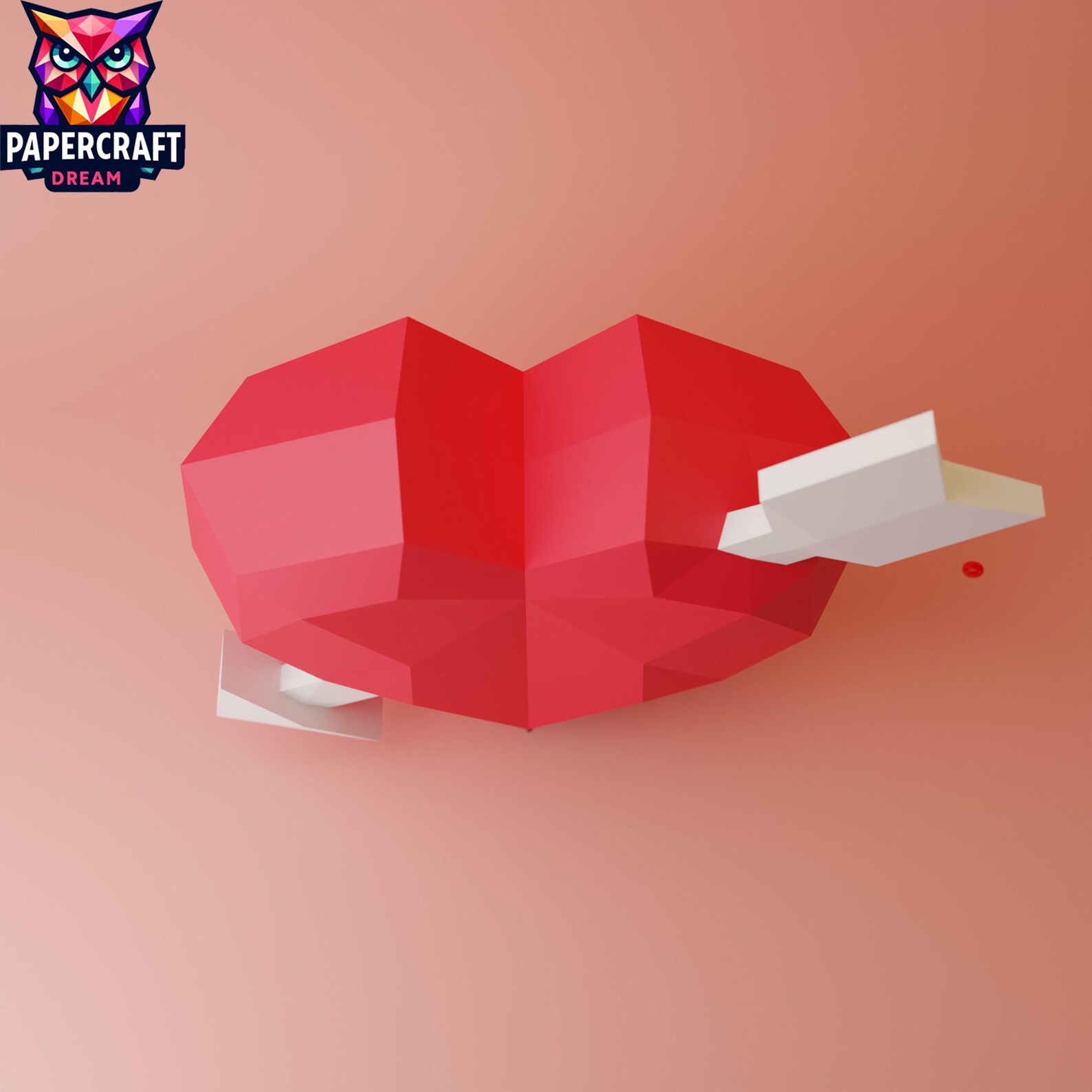 3D Papercraft Low Poly Heart – DIY Valentine's Gift Paper Template (pdf ...