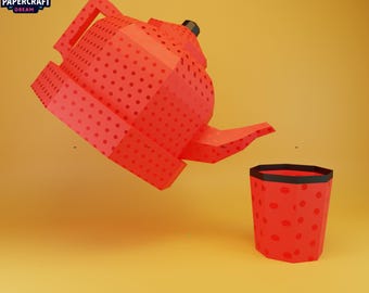 3D Teapot Papercraft Set – DIY Mother's Day Gift (pdf, svg, dxf)