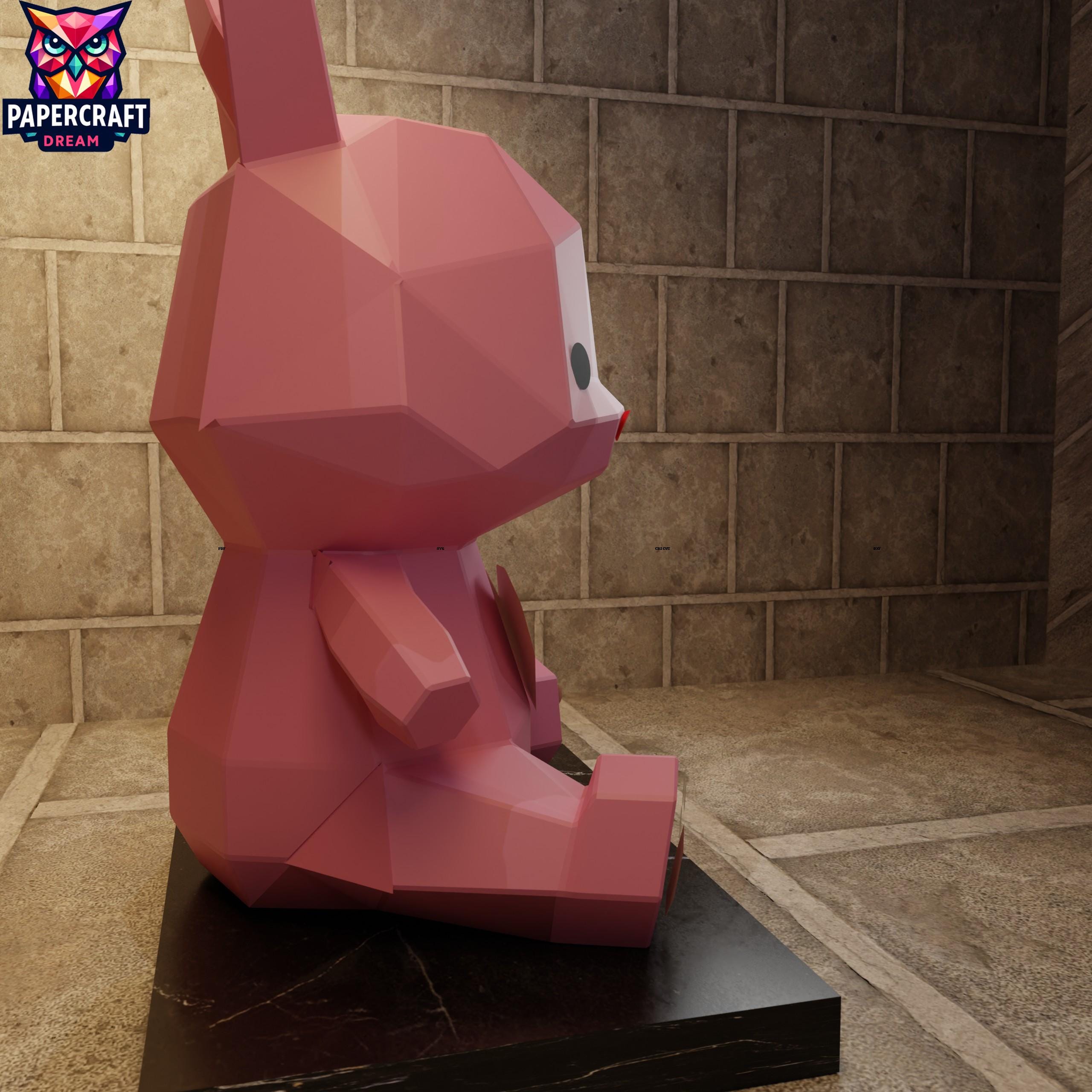 Template Rabbit Heart Rabbit Heart 3D Papercraft Low Poly – DIY Valentine's Gift Paper ...