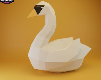 Swan 3D-papperspyssel, gör-det-själv lågpolymodell (pdf, svg, dxf)