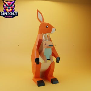 Kangaroo Joey 3D Papercraft– DIY kangaroo origami,Low poly kangaroo , Paper australia Template. cricut template, PDF easy svg dxf  pepakura