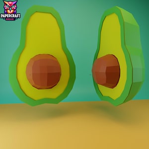 Avocado fruit 3D Papercraft–DIY Avocado template,Low poly Avocado,avocado fruit Paper Template.cricut template, PDF easy svg dxf Template