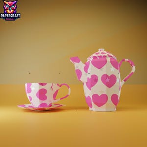 teapot set 3D Papercraft svg– DIY teapot template,teapot template,paper teapot 3d origami, pepakura Paper Template,PDF easy svg Template,