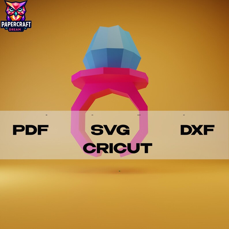 Pepakura Rings Diamon Ring 3D Papercraft Svg– DIY Ring Template Cricut,ring Template ...