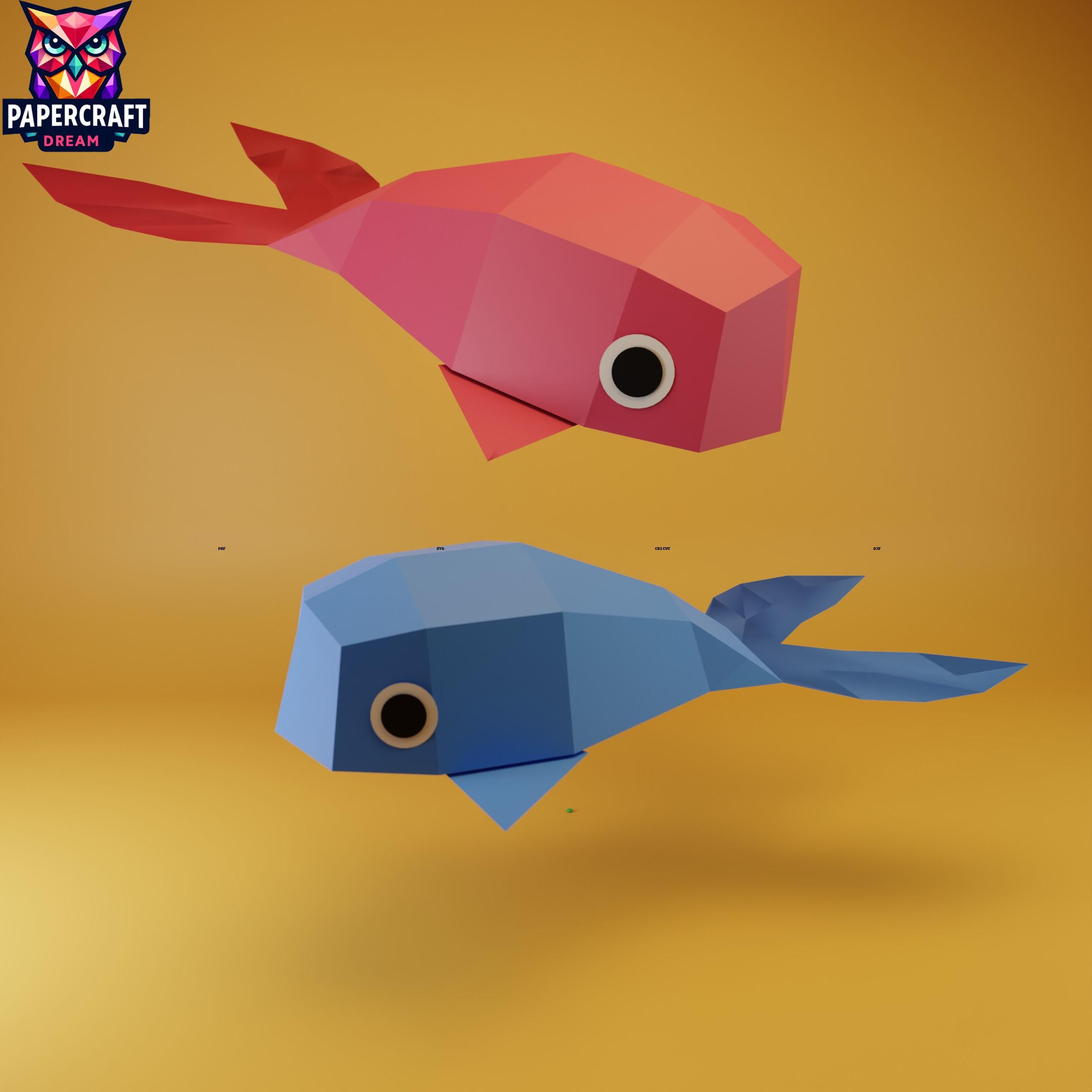 3D Paper Fish – DIY Low Poly Model (pdf, Svg, Dxf) - Etsy