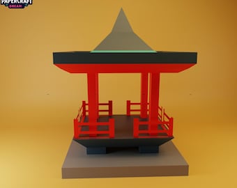 Pagoda 3D Papercraft–DIY Pagoda,Low poly Pagoda Template. Zen japan asian  cricut template, PDF easy svg dxf Template japan asian pepakura