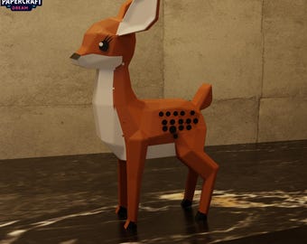 Deer 3D Papercraft – DIY Low Poly fawn Template (pdf, svg, dxf)